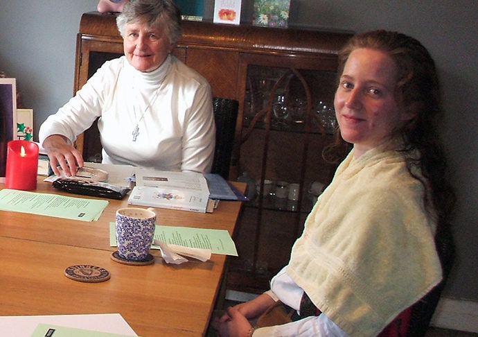 Sr Cecilia fcj Leading a reflection with some Vincentian Volunteers