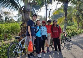 Sr Inez fcJ cycling with students