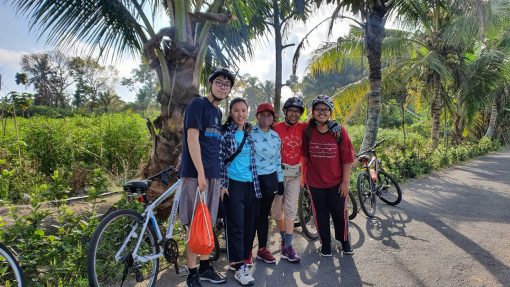 Sr Inez fcJ cycling with students