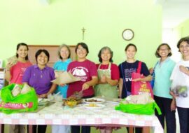 FCJ SIsters in Yogyakarta preparing food for distribution