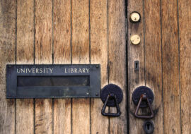 Door to the university Library, Durham University